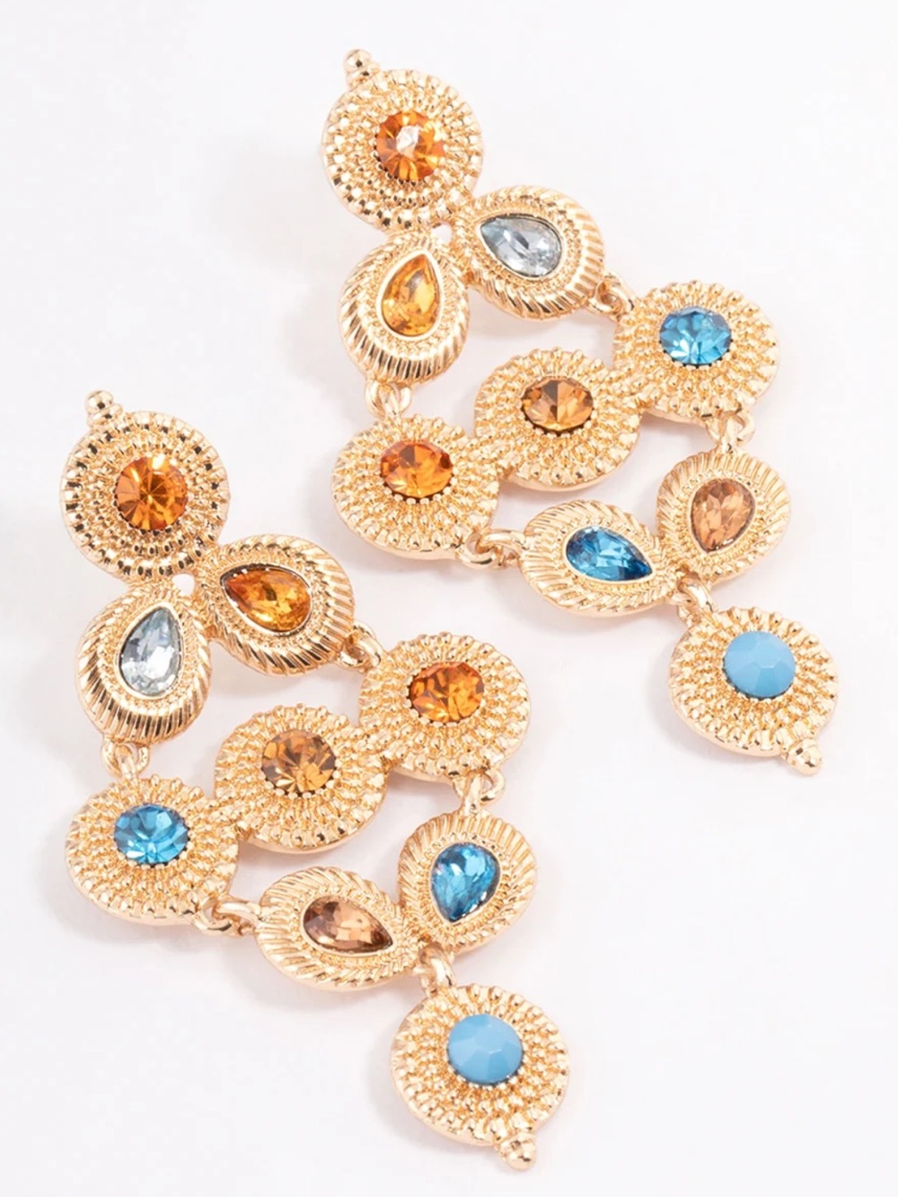 Gold-Tone bohemian-inspired stone drop earrings.
